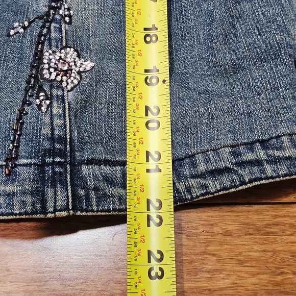 Urbantribe Denim Jacket Women S Blue Beaded Floral Embroidered Boho Y2K Festival - Picture 8 of 8